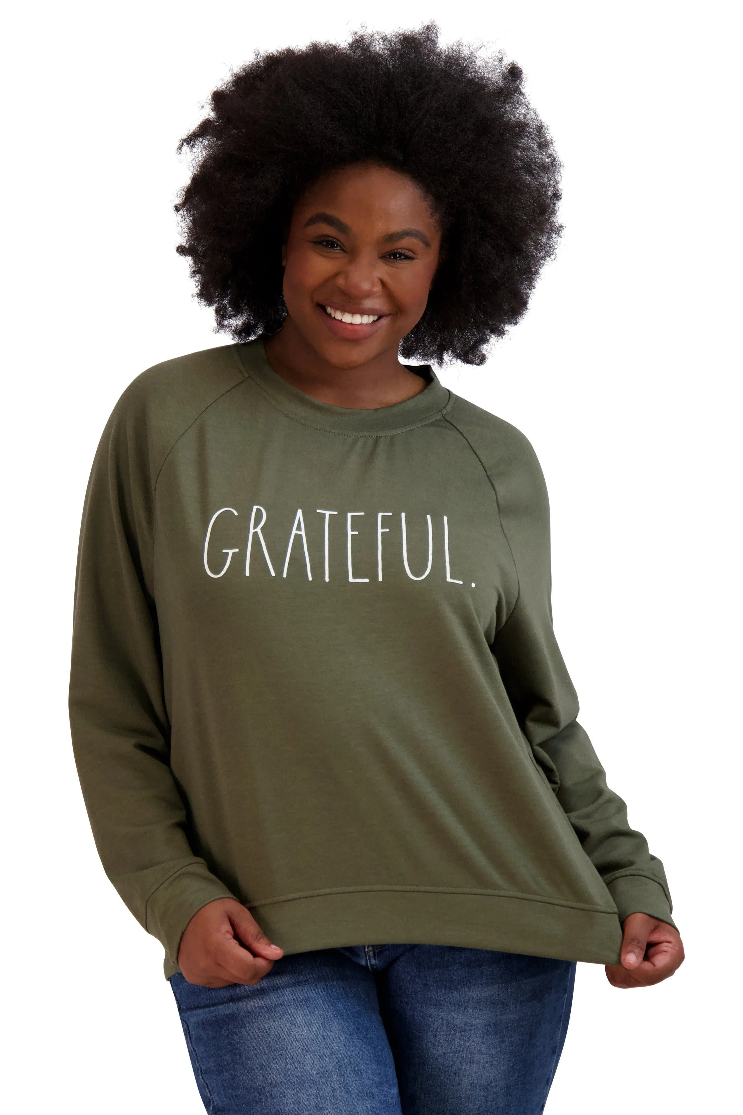 Women's "GRATEFUL" Plus Size Studio Raglan Sweatshirt