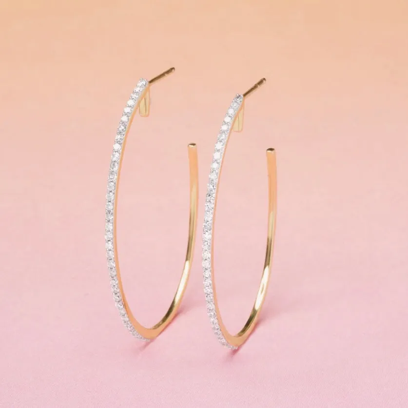 XL Pave Oval Hoop Earrings